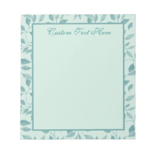 Vintage Teal-Blattmuster personalisiertes Notizbuc Notizblock