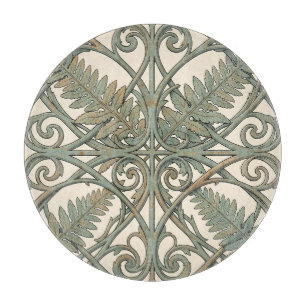 Vintage Teal-Farn Art Nouveau-Ornament Quadrat Schneidebrett