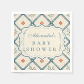 Vintage Teal Floral Baby Shower Serviette (Vorderseite)