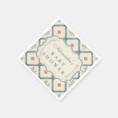 Vintage Teal Floral Baby Shower Serviette (Ecke)