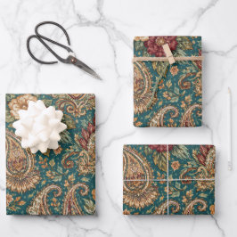 Vintage Teal Heirloom Paisley Garden Geschenkpapier Set