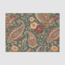 Vintage Teal Heirloom Paisley Garden Seidenpapier