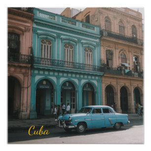 Vintage Teal Oldtimer Havanna Kuba Kolonialstil Poster