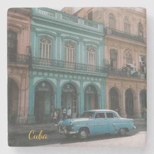 Vintage Teal Oldtimer Havanna Kuba Kolonialstil Steinuntersetzer