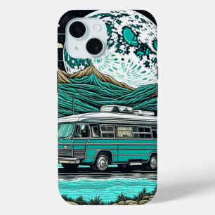 Vintage Teal-Wohnmobil-Camper in den Bergen Case-Mate iPhone Hülle