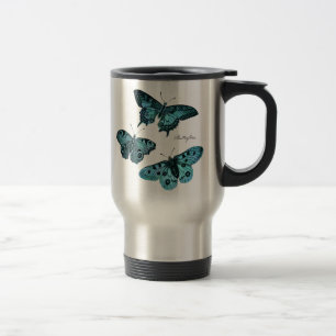 Vintage Tealblaue Schmetterlings-Illustration - 18 Reisebecher