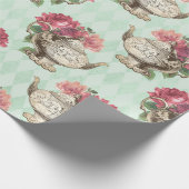 Vintage Teapos und Rose Geschenkpapier (Ecke)