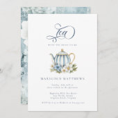 Vintage Teapot Floral Granmillenial Tea Party Einladung (Vorne/Hinten)