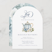 Vintage Teapot Floral Granmillenial Tea Party   Einladung (Vorne/Hinten)