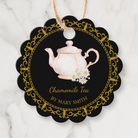 Vintage Teapot Homemade Chamomile Tea Hang Tag Geschenkanhänger (Vorderseite)