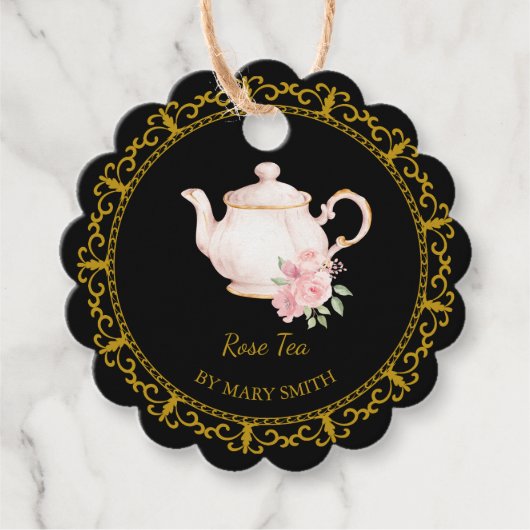 Vintage Teapot Homemade Rose Tea Hang Tag Geschenkanhänger (Vorderseite)