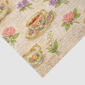 Vintage Teapot Teacup Ephemera Floral Seidenpapier (Ausschnitt)