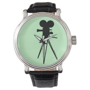 Vintage Technicolor-Film-Kamera-Silhouette-Uhr Armbanduhr