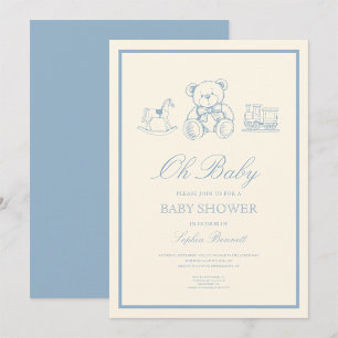 Vintage Teddy-Bär Spielzeug Baby Shower Einladung