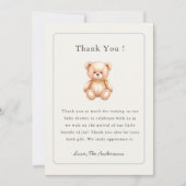 Vintage teddy bear Baby Boy shower Dankeskarte (Vorderseite)