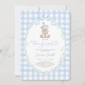 Vintage Teddy Bear Baby Shower Junge Einladung (Vorderseite)