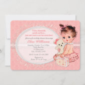 Vintage Teddy Bear Girls Kinderdusche Einladungen (Vorderseite)