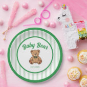 Vintage Teddy Bear Green Baby Shower Plates Pappteller (Party)