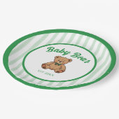 Vintage Teddy Bear Green Baby Shower Plates Pappteller (Schrägansicht)