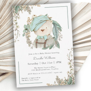 Vintage Teddy Bear Niedlich Baby Dusche für Jungen Einladung