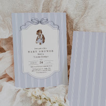 Vintage Teddy Bear Pinstripe Junge Baby Shower