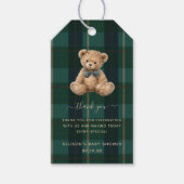 Vintage Teddy Bear Plaid Polo Baby Shower Geschenkanhänger (Vorderseite)