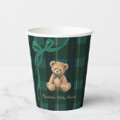 Vintage Teddy Bear Plaid Polo Baby Shower Pappbecher (Vorderseite)