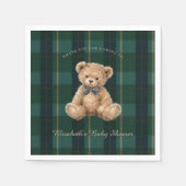 Vintage Teddy Bear Plaid Polo Baby Shower Serviette (Vorderseite)