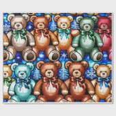 Vintage Teddy Bears Holiday Geschenkwrake Geschenkpapier (Flach)