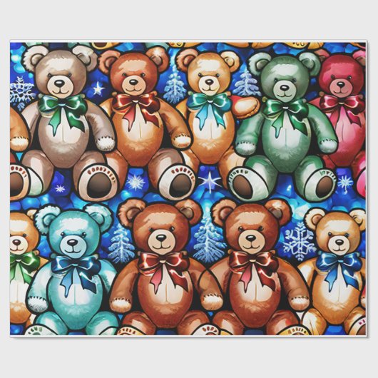 Vintage Teddy Bears Holiday Geschenkwrake Geschenkpapier (Flach)