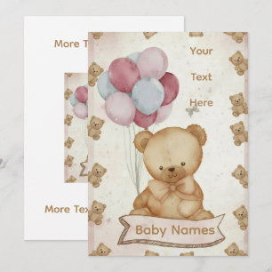 Vintage-Teddybär-Baby-Shower-Einladung Einladung