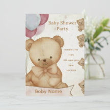 Vintage-Teddybär-Baby-Shower-Einladung