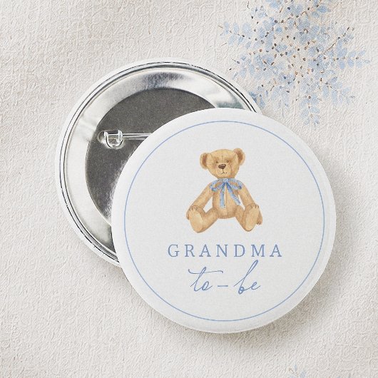 Vintage-Teddybär-Baby-Shower Oma-wird-es Button