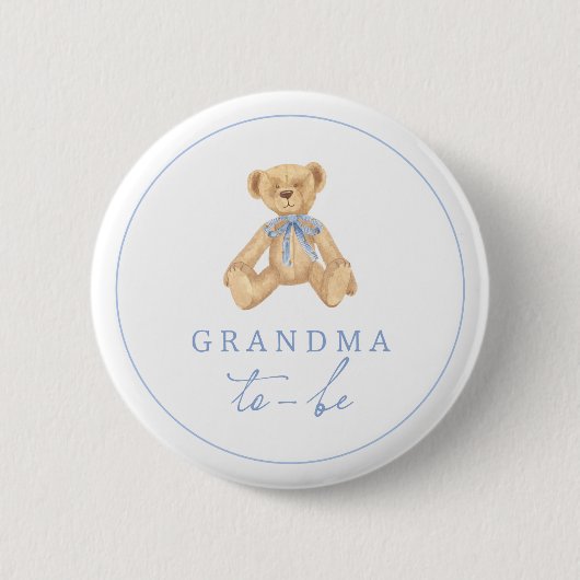 Vintage-Teddybär-Baby-Shower Oma-wird-es Button (Vorderseite)