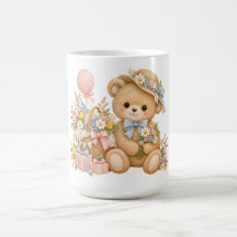 Vintage-Teddybär-Feier mit Wildblumen
