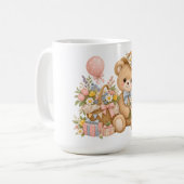 Vintage-Teddybär-Feier mit Wildblumen Kaffeetasse (Vorderseite Links)