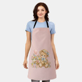 Vintage-Teddybär-Feier mit Wildblumen Schürze (Getragen)