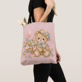 Vintage-Teddybär-Feier mit Wildblumen Tasche (Von Nahem)