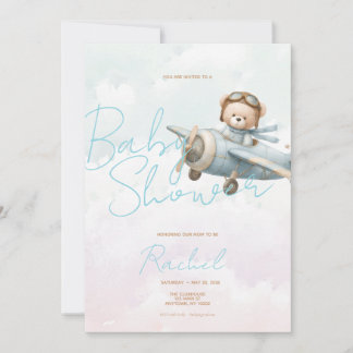 Vintage-Teddybär-Junge-Baby-Einladung zur Babypart Einladung