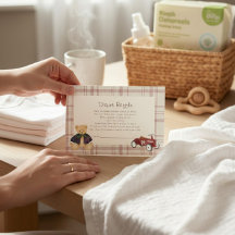 Vintage-Teddybär-Rotes-Spielzeugauto-Baby-Shower-W
