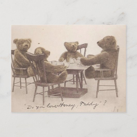 Vintage Teddybären, Liebe du Honig? Postkarte (Vorderseite)