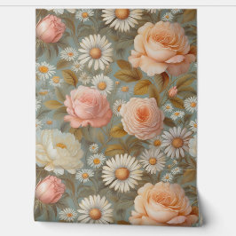 Vintage Tee-Rose und daistisches Muster Tapete