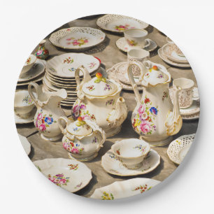 Vintage Tee-Set-WegwerfpapierTeller Pappteller