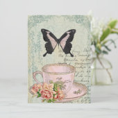 Vintage Tee-Zeit-Hochzeits-Einladung Einladung (Stehend Vorderseite)