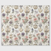 Vintage Teeköpfe und Blume Geschenkpapier (Flach)