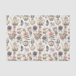 Vintage Teeköpfe und Blume Seidenpapier