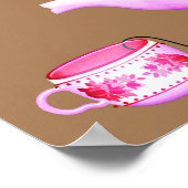 Vintage Teekünstlerdarstellung in Rosa Poster (Ecke)