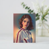 Vintage Teenager Postkarte (Stehend Vorderseite)
