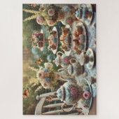 Vintage-Teeparty-Blumentasservice & Gebäck Puzzle (Vertikal)