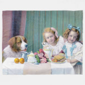 Vintage-Teeparty Fleecedecke (Vorderseite (Horizontal))
